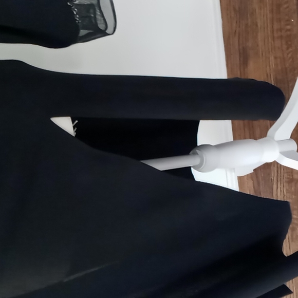 Vintage Virginie Paris Sheer Black Long Duster/Kimono With Embroidered Mesh Cuff - Picture 4 of 9